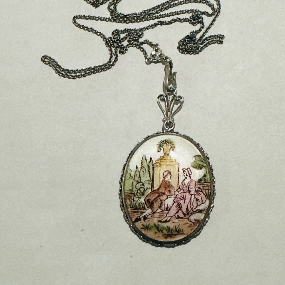 Vintage Mary Chess Solid Perfume Locket Necklace